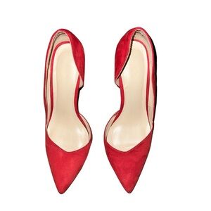 Charlotte Russe Red Suede Heels with Pointed Toe
